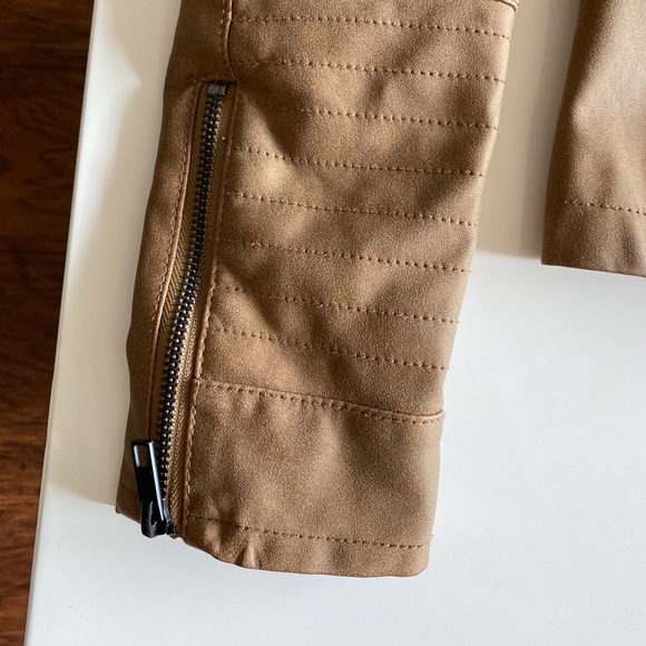 Brown Vegan Leather Moto Fall Jacket - Picture 10 of 14